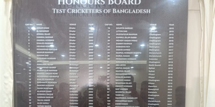 টেস্ট ক্রিকেটে অভিষেকের স্মারক, মিরপুরে স্থায়ী সম্মাননা